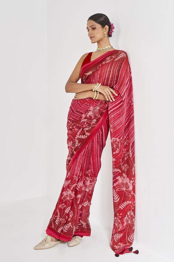 Midha Saree - Red, , image 4